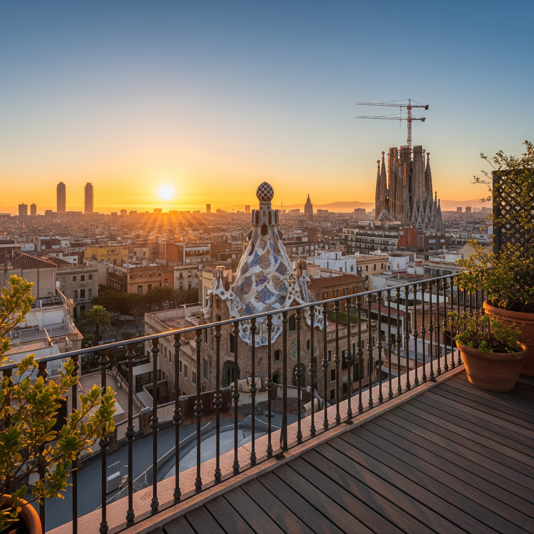 Vista panorámica de Barcelona como fondo